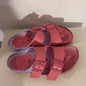 Pink Double-Buckle Slide Sandals